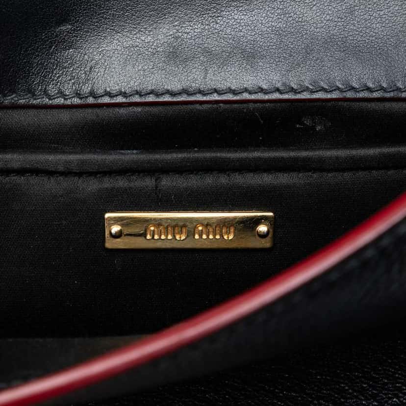 Miu Miu Goatskin Madras Satchel Black Leather Very good condition - Box View