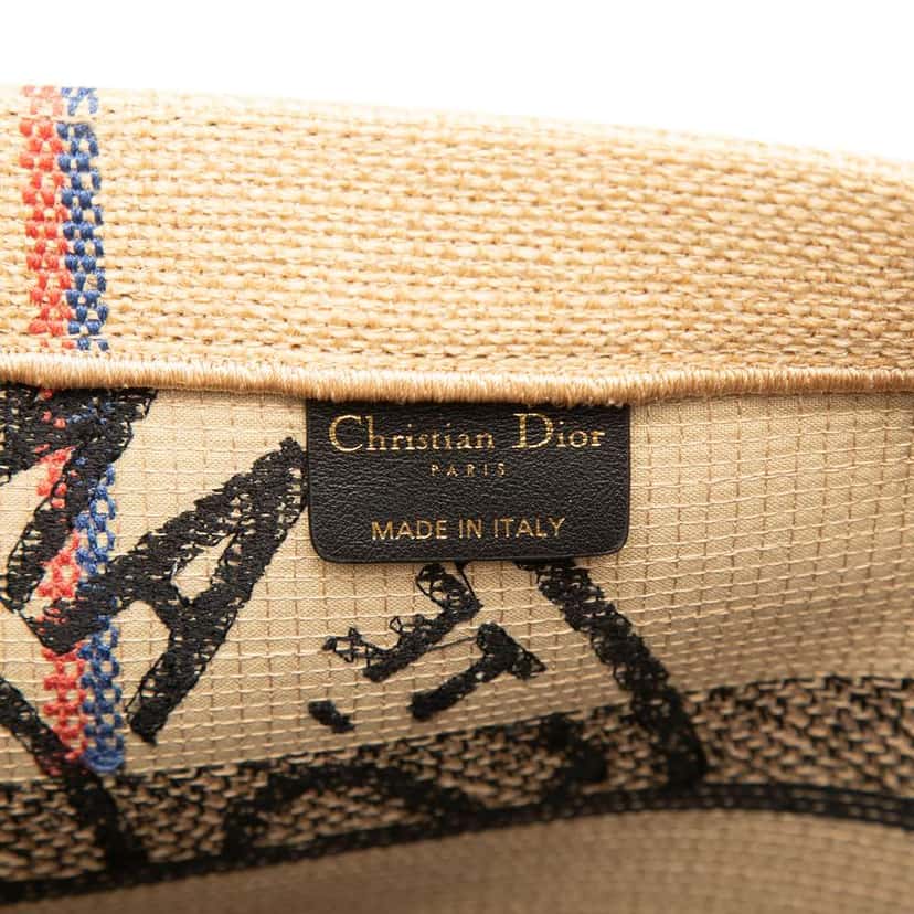 Dior Medium Jute Embroidered Book Tote Beige Polyester Very good condition - Box View