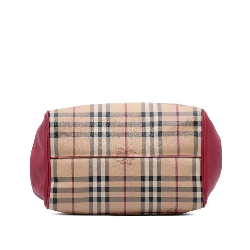 Burberry Small Leather Trimmed Haymarket Check Coated Canvas Canterbury Tote Beige Canvas Very good condition - Inside View