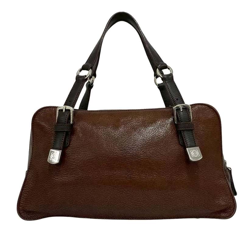 Loewe Leather Studded Anagram Handbag Brown Leather Very good condition - Back View