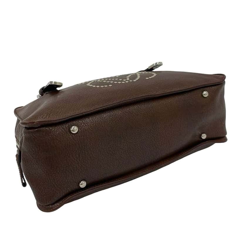 Loewe Leather Studded Anagram Handbag Brown Leather Very good condition - Inside View