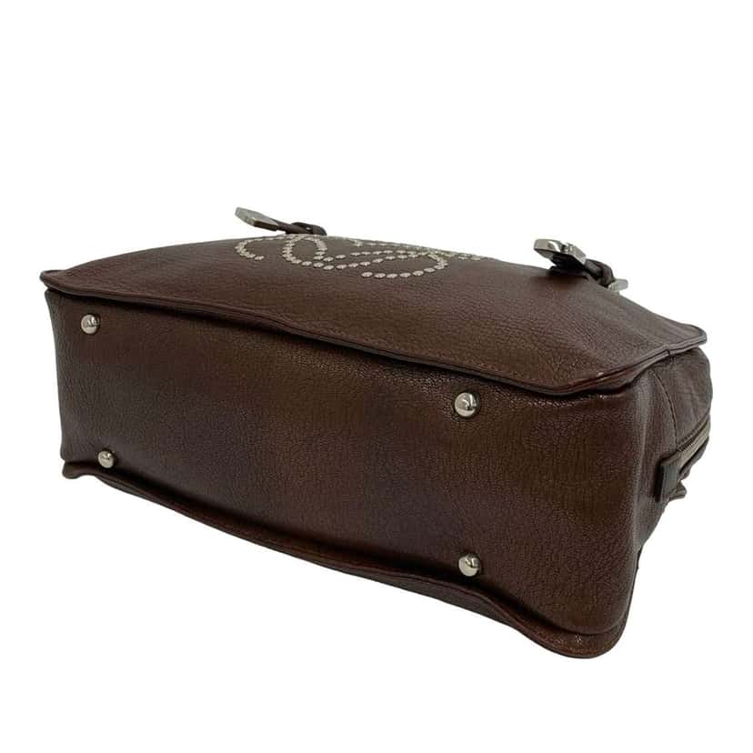 Loewe Leather Studded Anagram Handbag Brown Leather Very good condition - Model View