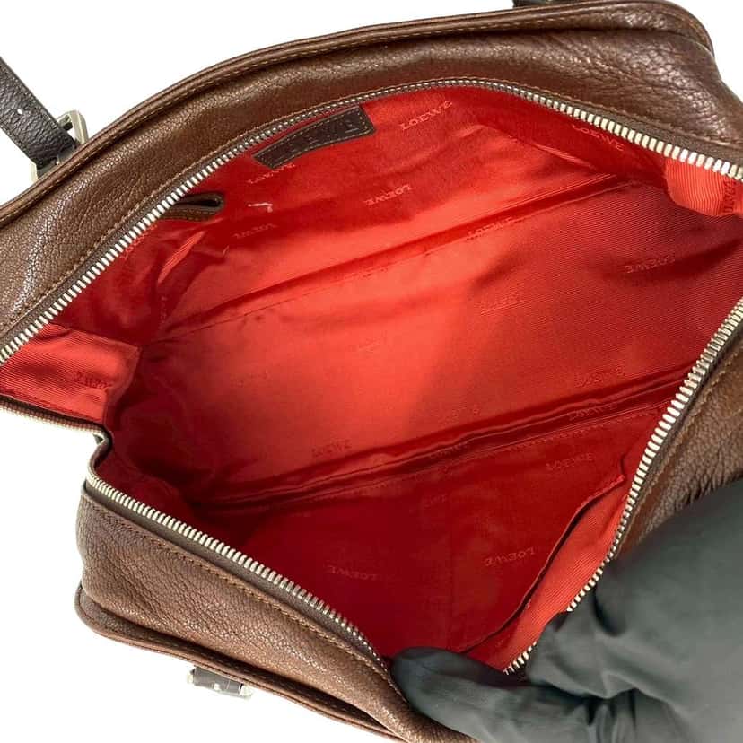 Loewe Leather Studded Anagram Handbag Brown Leather Very good condition - Box View