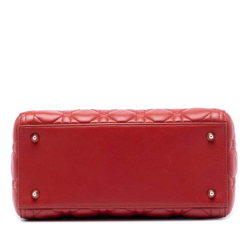Dior Medium Lambskin Cannage Lady Dior Red Leather Very good condition - Inside View