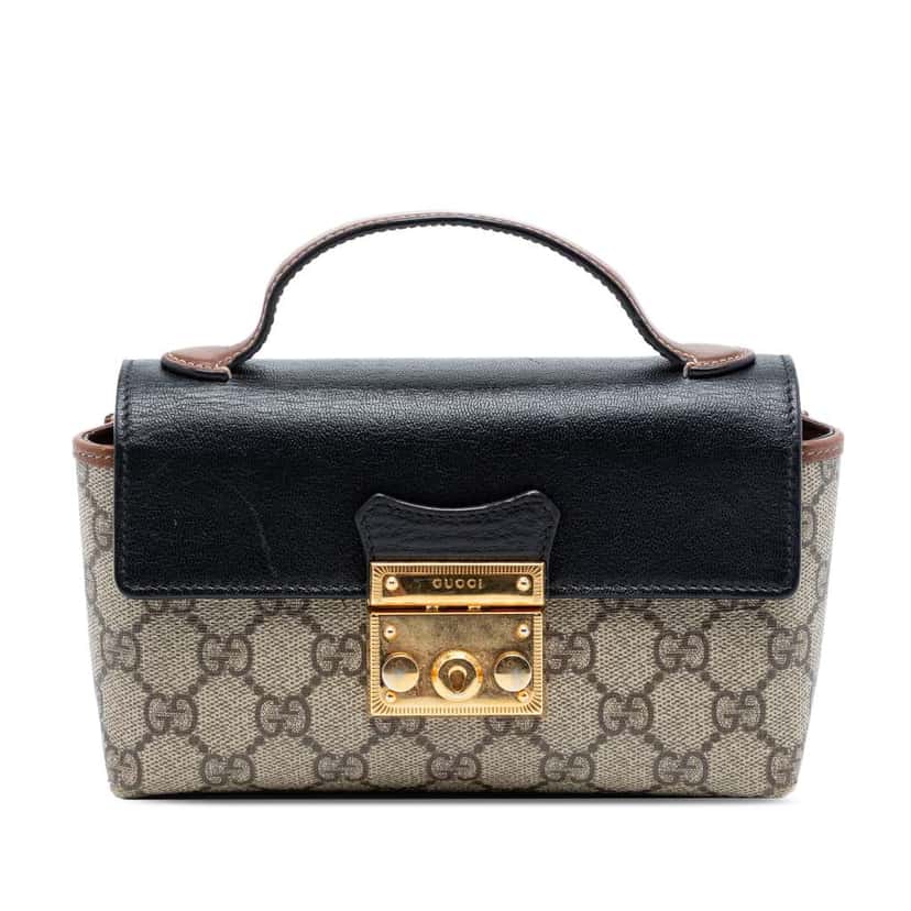 Gucci Mini GG Supreme Padlock Satchel Beige Canvas Very good condition - Front View
