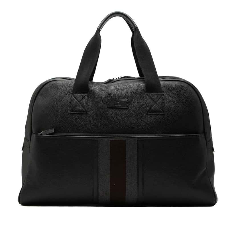 Gucci Web Leather Travel Bag Black Leather Very good condition - Front View