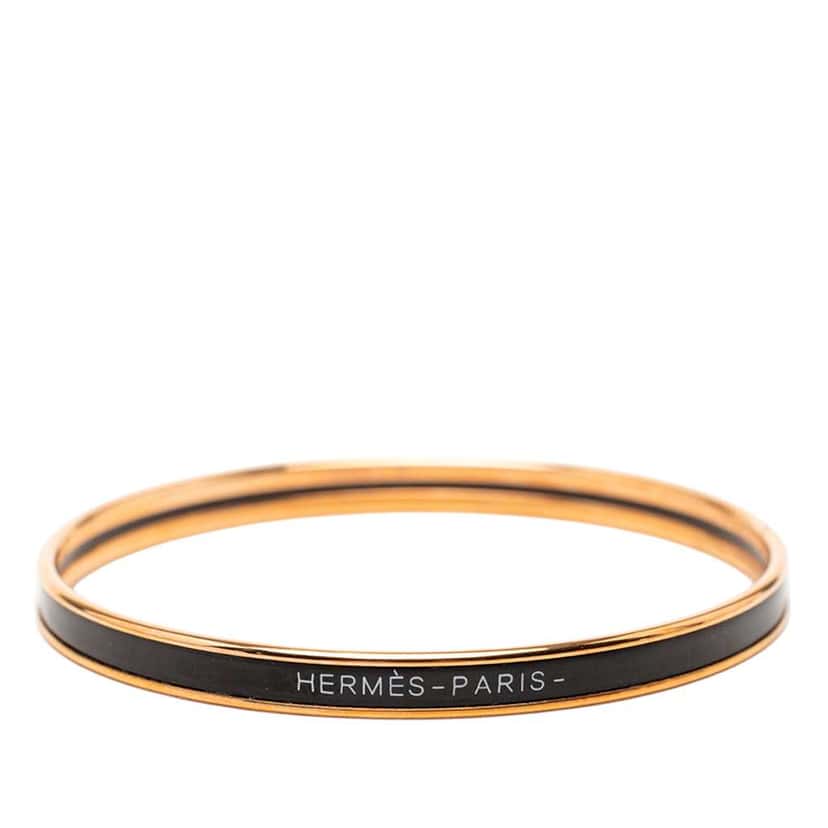 Hermès Extra Narrow Enamel Uni Bangle 62 Black Very good condition - Front View