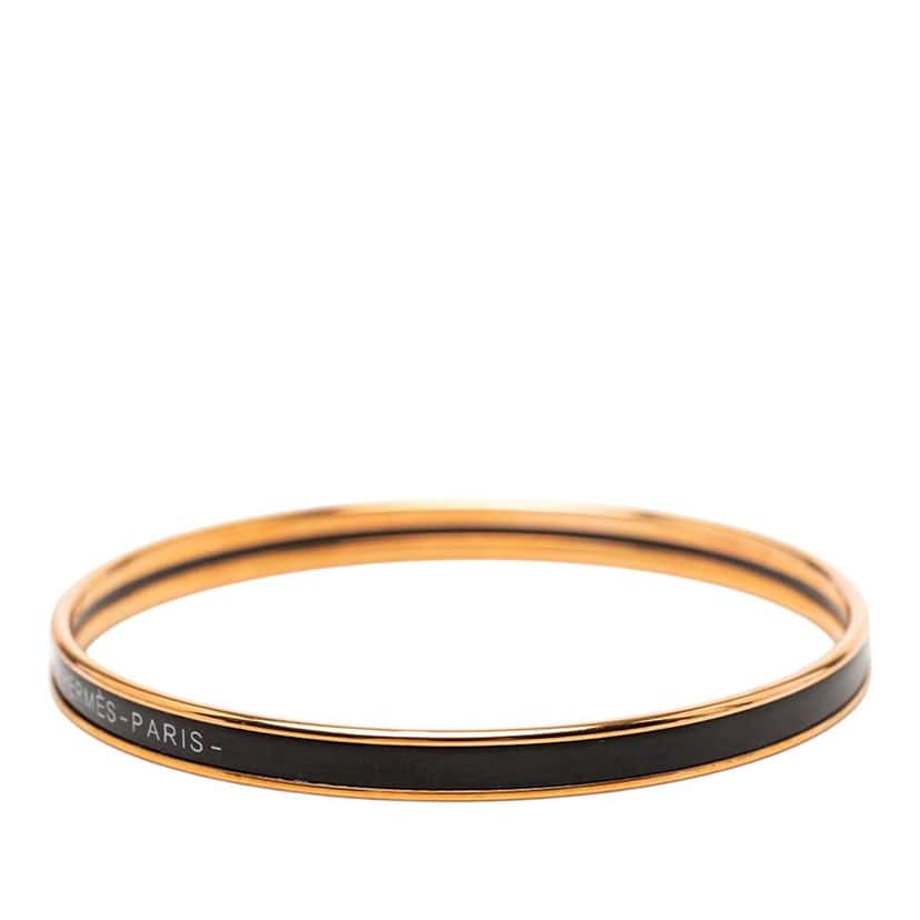 Hermès Extra Narrow Enamel Uni Bangle 62 Black Very good condition - Back View