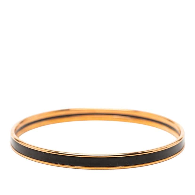 Hermès Extra Narrow Enamel Uni Bangle 62 Black Very good condition - Inside View