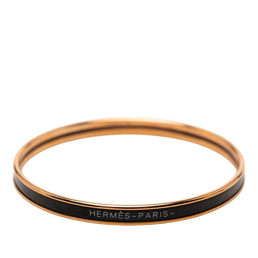 Hermès Extra Narrow Enamel Uni Bangle 62 Black Very good condition - Model View