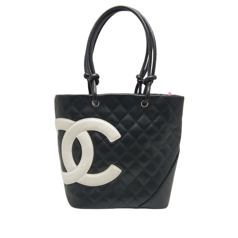 Chanel Medium Lambskin Cambon Ligne Tote Black Leather Very good condition - Front View