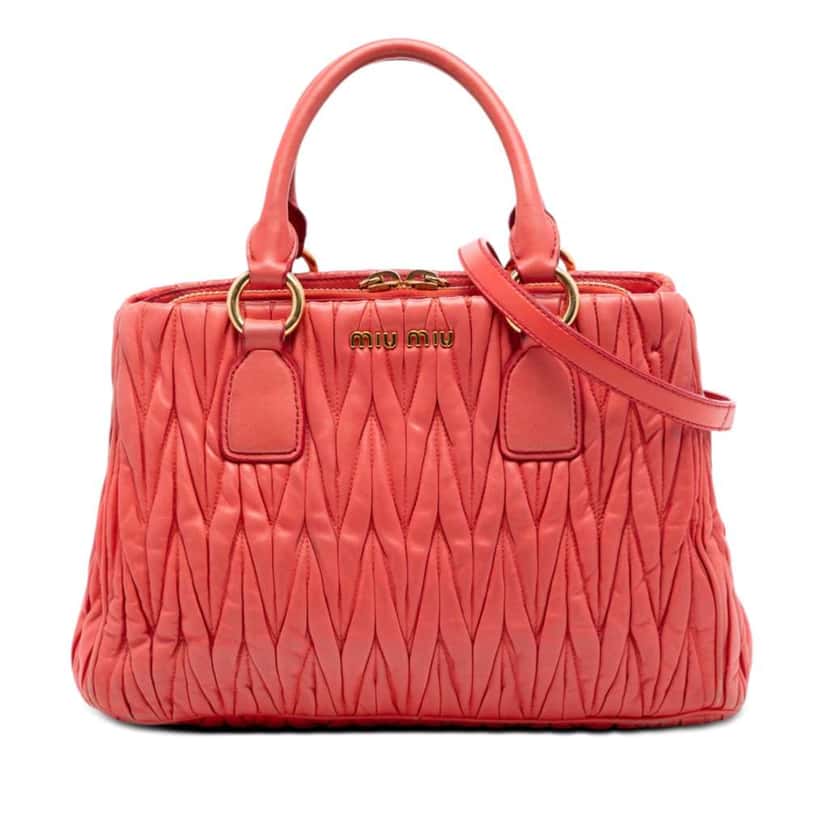 Miu Miu Matelasse Nappa Satchel Orange Leather Good condition - Front View