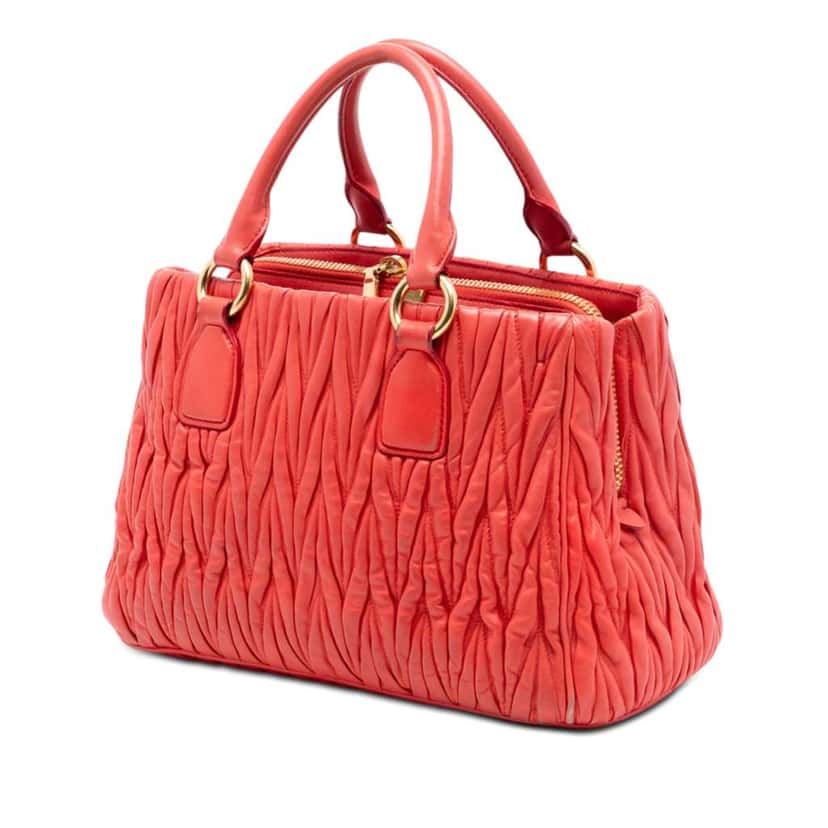 Miu Miu Matelasse Nappa Satchel Orange Leather Good condition - Back View