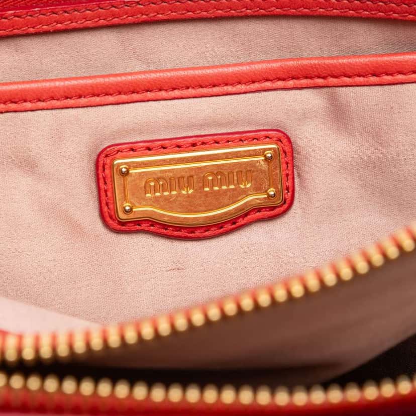 Miu Miu Matelasse Nappa Satchel Orange Leather Good condition - Box View