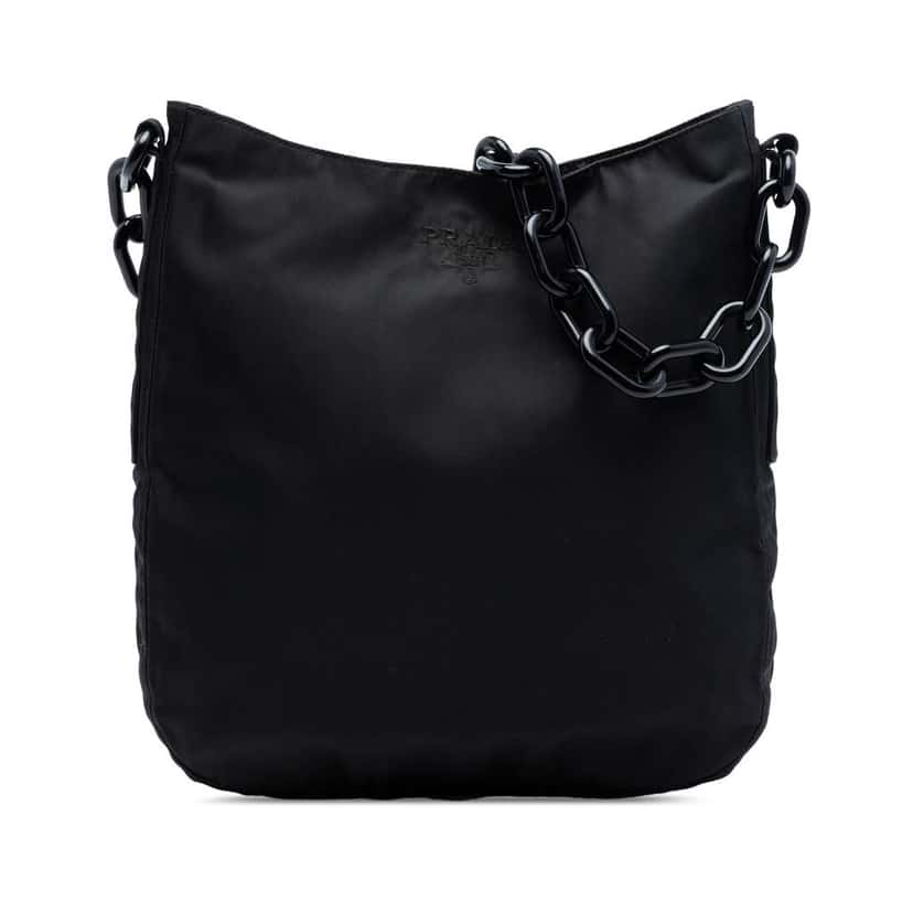 Prada Tessuto Resin Chain Shoulder Bag Black Very good condition - Front View