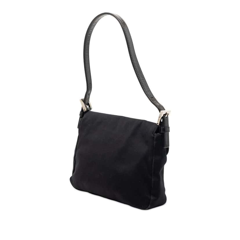 Fendi Cotton Flap Shoulder Bag Black Cotton Very good condition - Back View