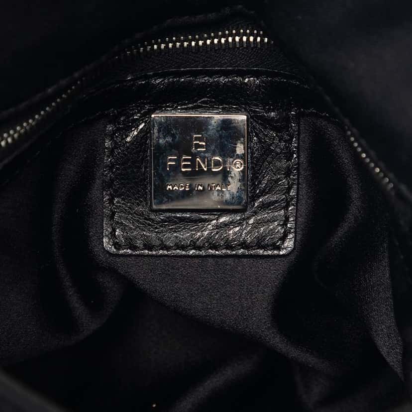 Fendi Cotton Flap Shoulder Bag Black Cotton Very good condition - Box View