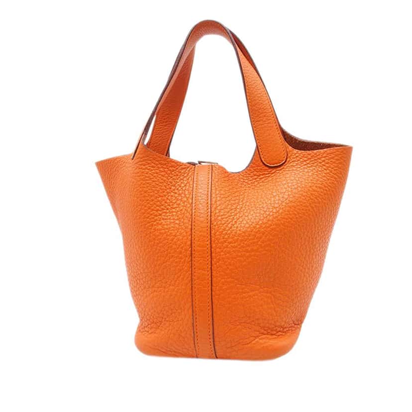 Hermès Clemence Picotin Lock 18 Orange Leather Very good condition - Back View
