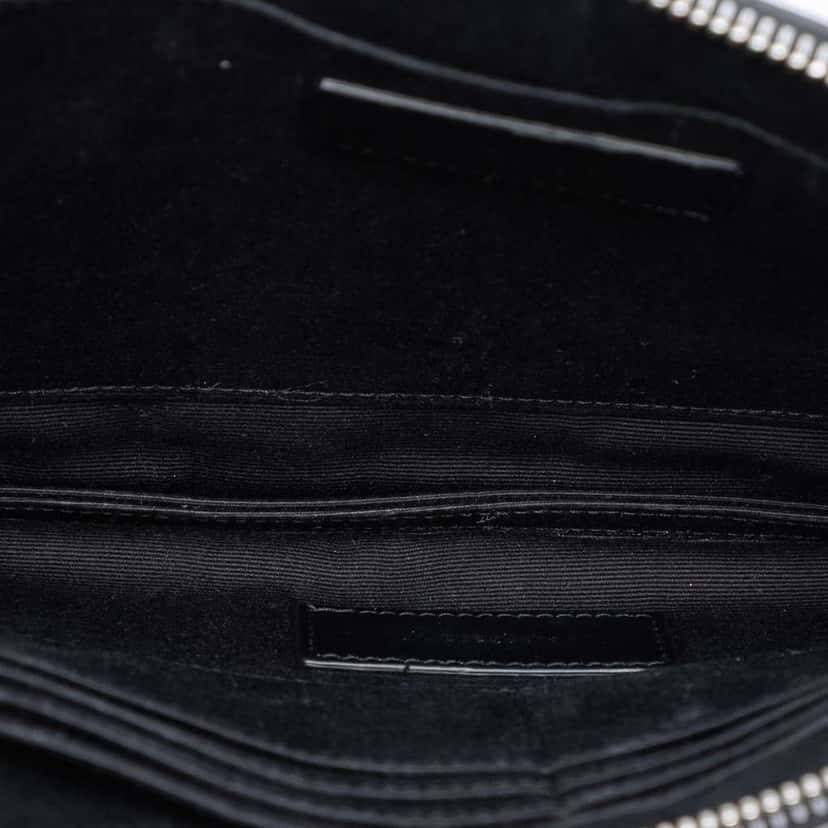 Saint Laurent Leather Multi Patch Zip Pouch Black Leather Very good condition - Model View