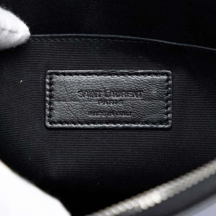 Saint Laurent Leather Multi Patch Zip Pouch Black Leather Very good condition - Box View