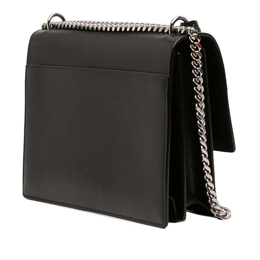 Saint Laurent Large Grained Calfskin Monogram Sunset Crossbody Black Leather Very good condition - Back View