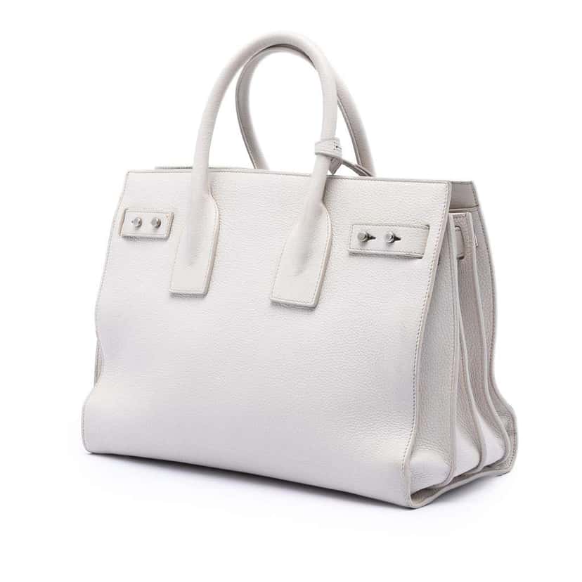 Saint Laurent Small Grained Calfskin Supple Sac De Jour Satchel White Leather Very good condition - Back View