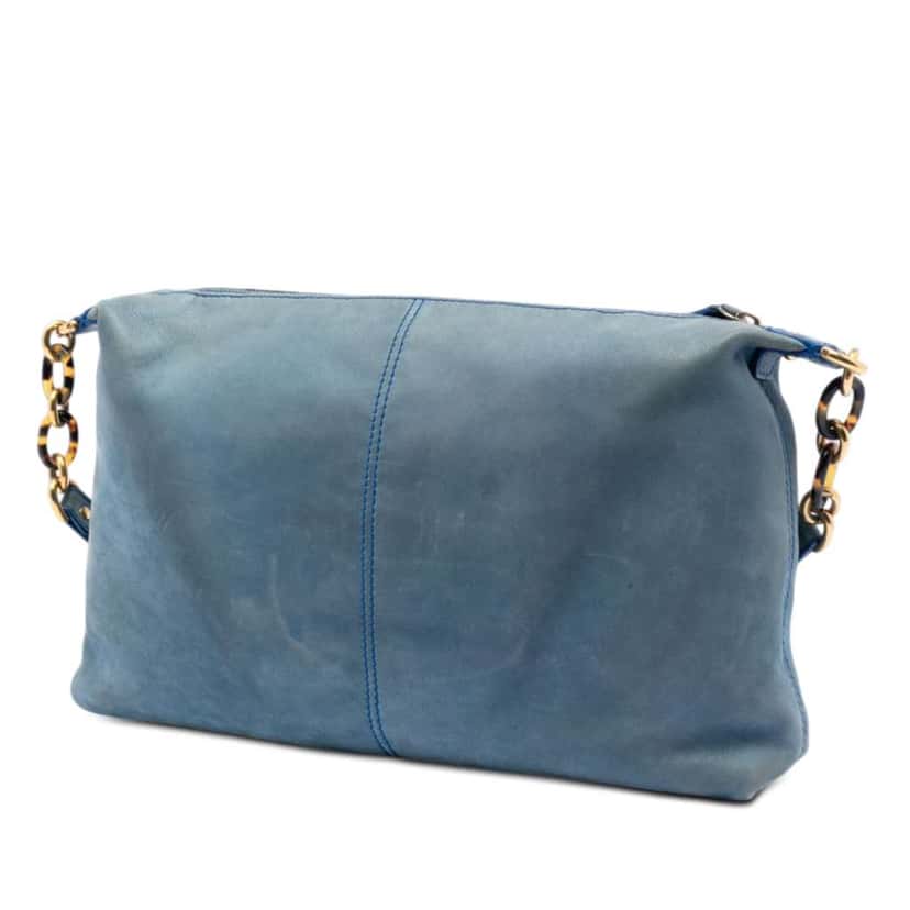 Fendi Metallic Calfskin Vitello Savana Forever Crossbody Blue Leather Very good condition - Back View