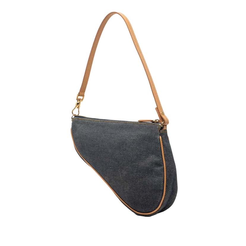 Dior Mini Denim Saddle Pochette Blue Denim Very good condition - Back View