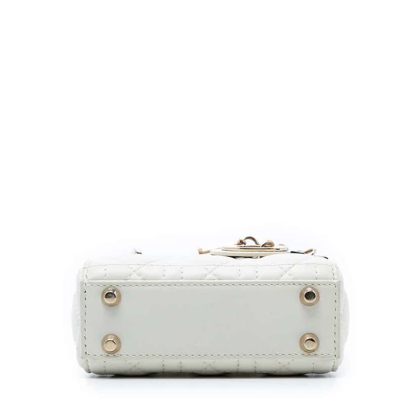 Dior Micro Lambskin Cannage Lady Dior White Leather Very good condition - Inside View