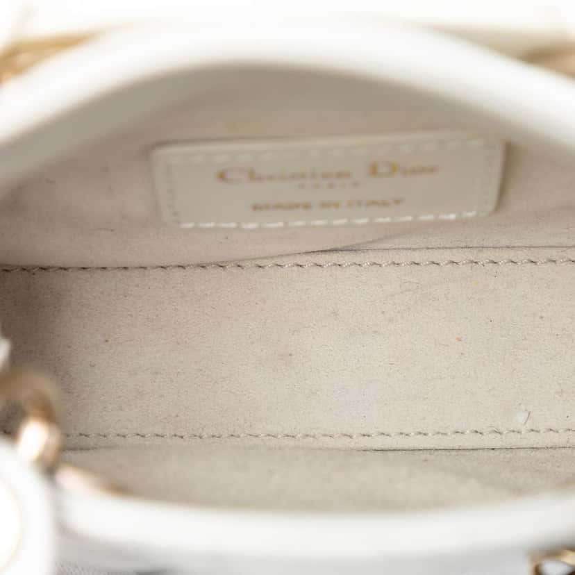 Dior Micro Lambskin Cannage Lady Dior White Leather Very good condition - Model View