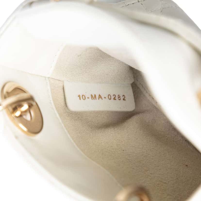 Dior Micro Lambskin Cannage Lady Dior White Leather Very good condition - Box View