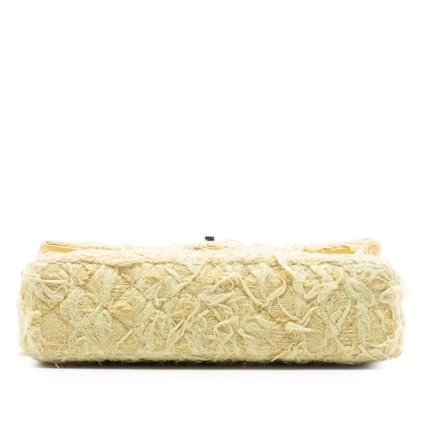 Chanel Medium Classic Fringed Tweed Double Flap Yellow Tweed Very good condition - Inside View