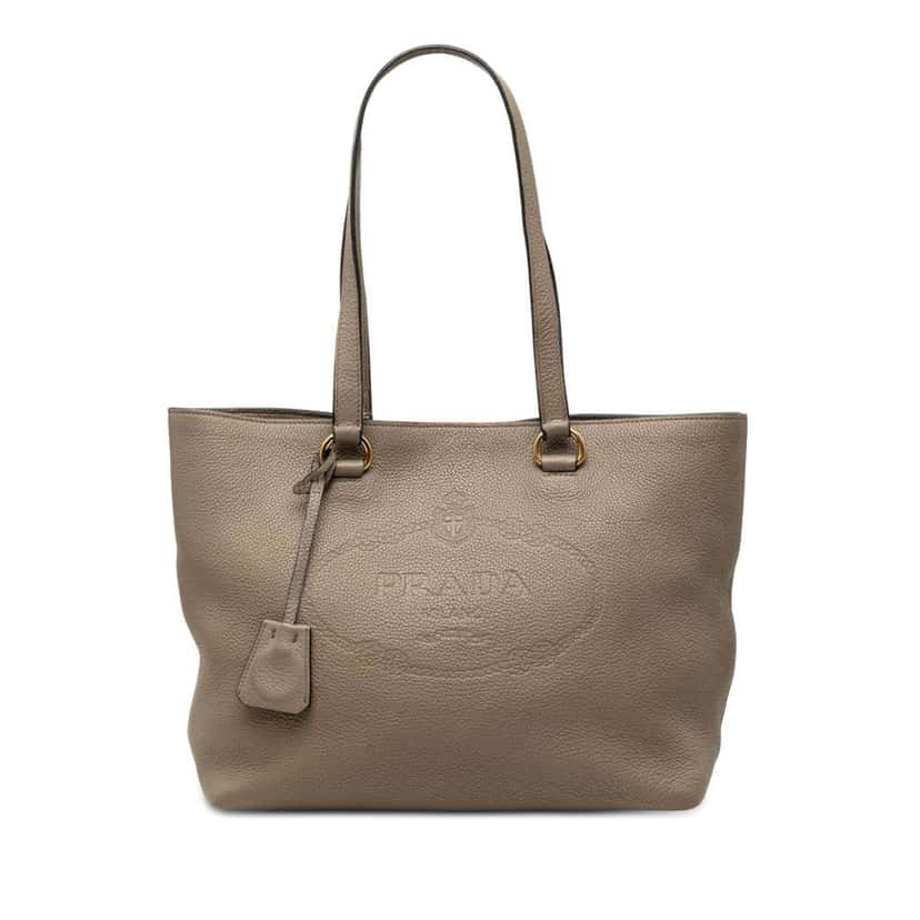 Prada Vitello Daino Canapa Logo Tote Brown Leather Very good condition - Front View