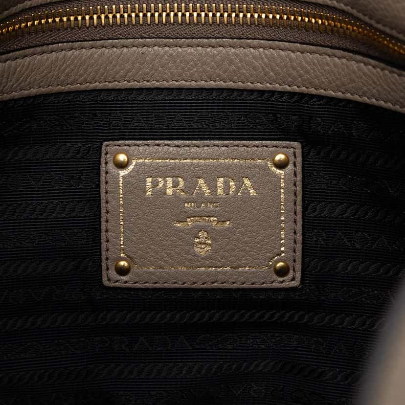Prada Vitello Daino Canapa Logo Tote Brown Leather Very good condition - Box View