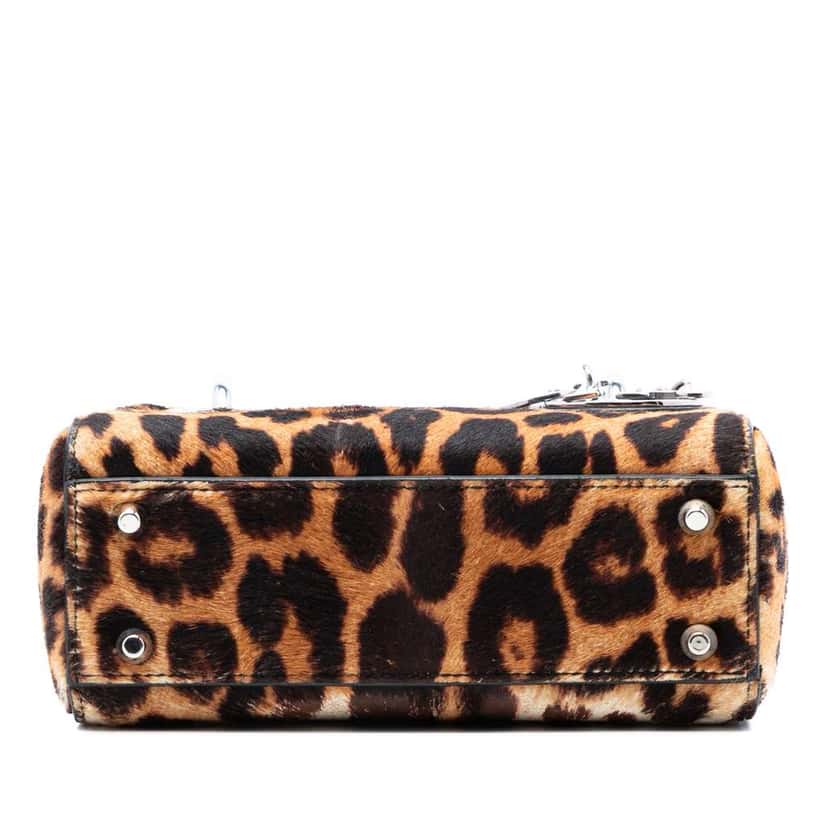 Dior Mini Pony Hair Leopard Print Lady Dior Brown Very good condition - Inside View