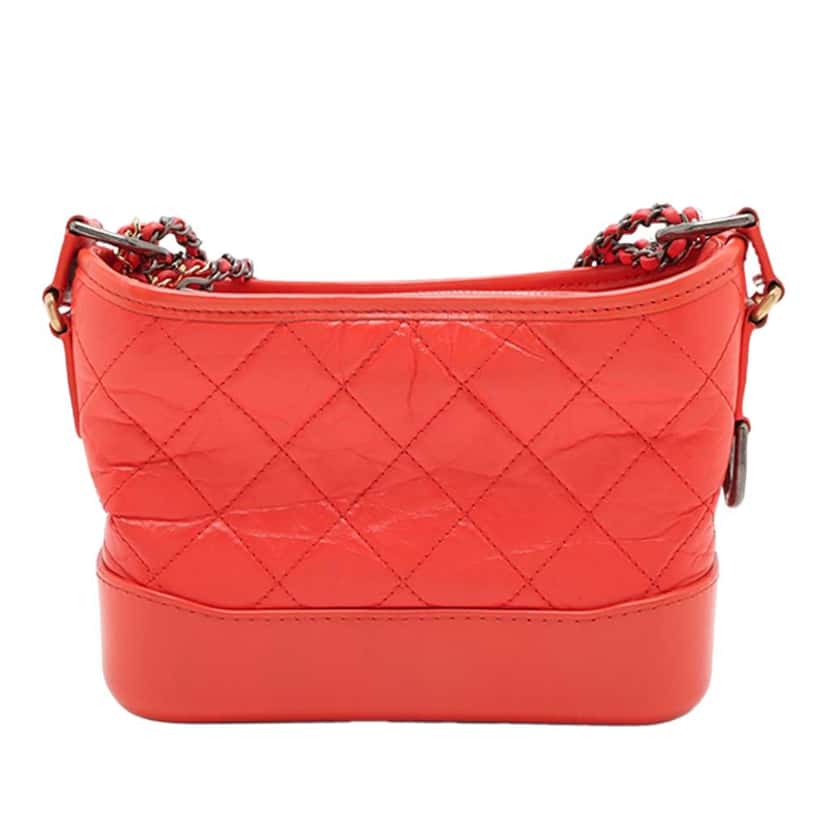 Chanel Small Aged Calfskin Gabrielle Crossbody Red Leather Very good condition - Back View