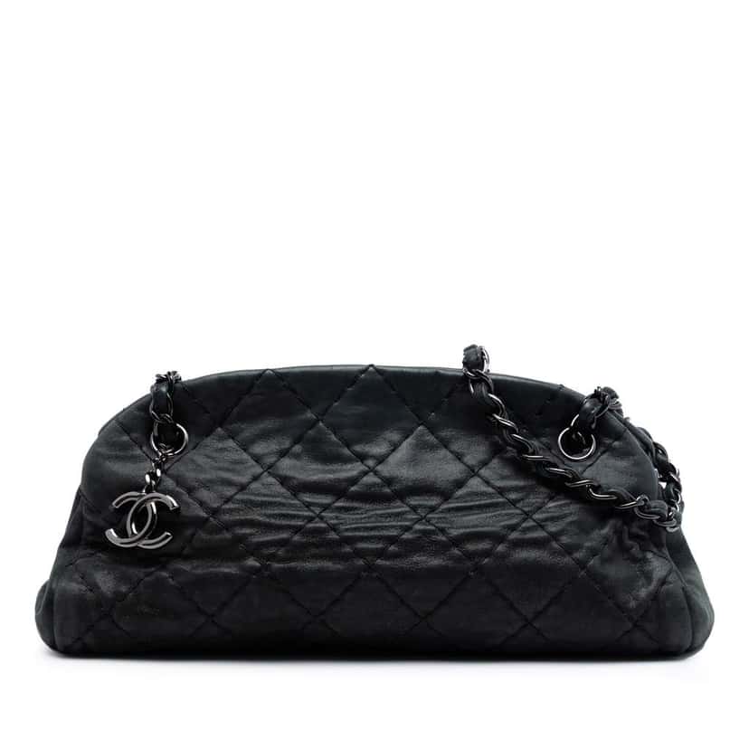Chanel Small Calfskin Just Mademoiselle Bowling Bag Black Leather Very good condition - Front View