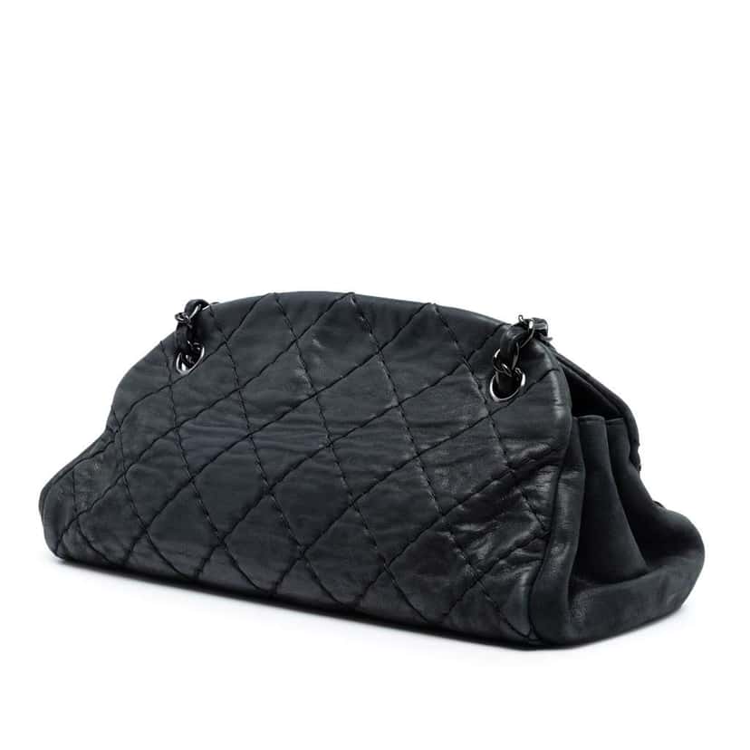 Chanel Small Calfskin Just Mademoiselle Bowling Bag Black Leather Very good condition - Back View