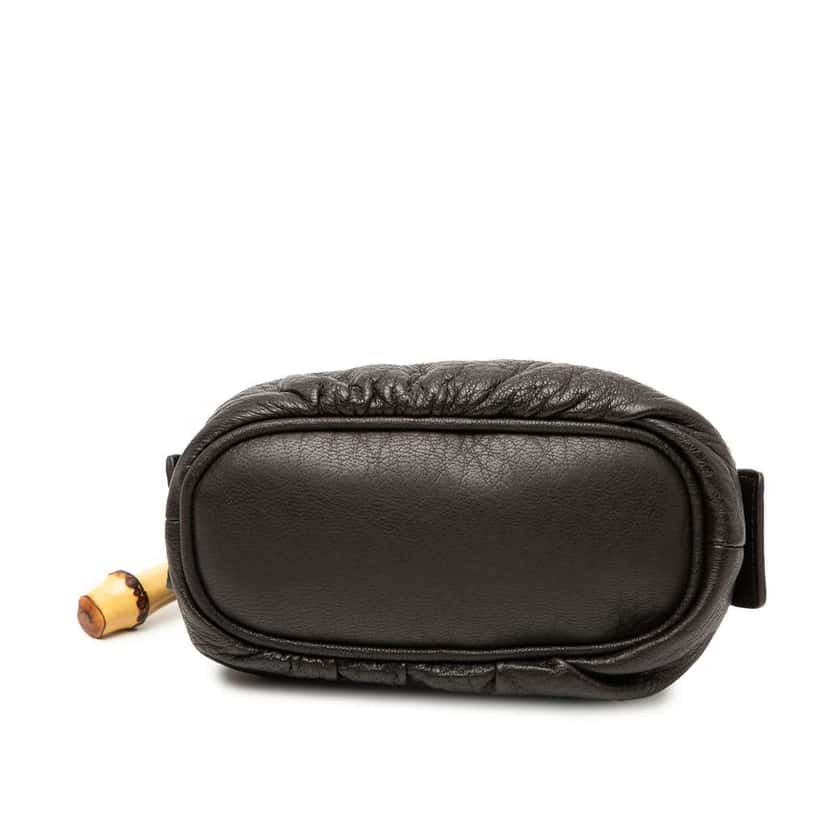 Gucci Leather Bamboo Cosmetic Pouch Brown Leather Very good condition - Inside View