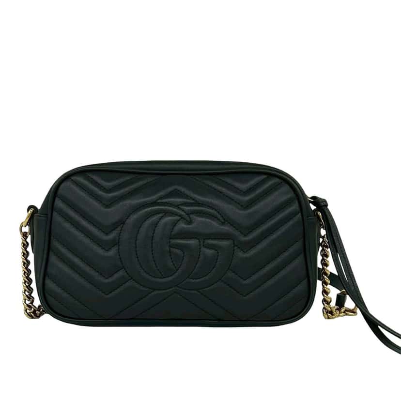 Gucci Small GG Marmont Matelasse Leather Crossbody Black Leather Very good condition - Back View