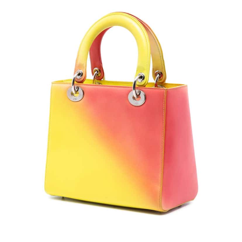 Dior Medium Ombre Calfskin Lady Dior Yellow Leather Very good condition - Back View