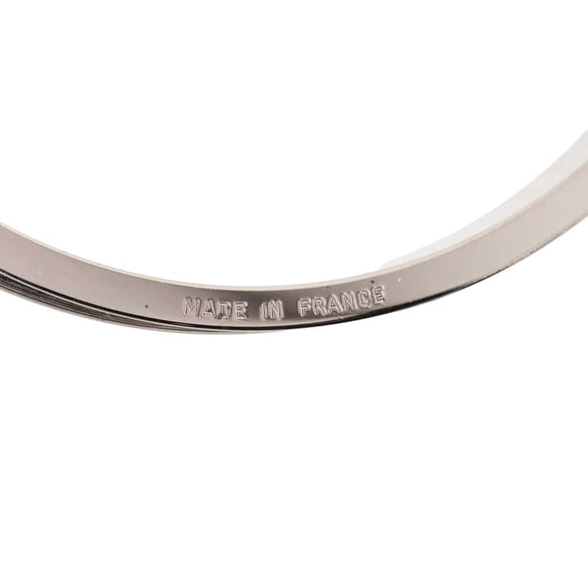 Hermès Palladium Plated Leather Kelly Cadena Lock Bangle Bracelet Silver Metal Very good condition - Box View