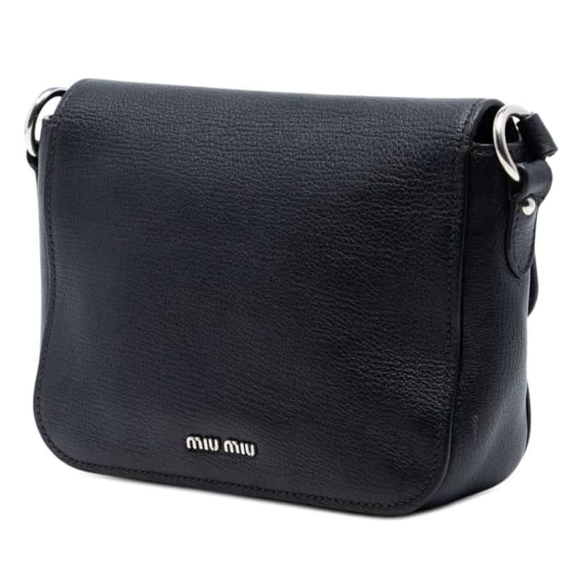 Miu Miu Goatskin Madras Crossbody Black Leather Very good condition - Back View