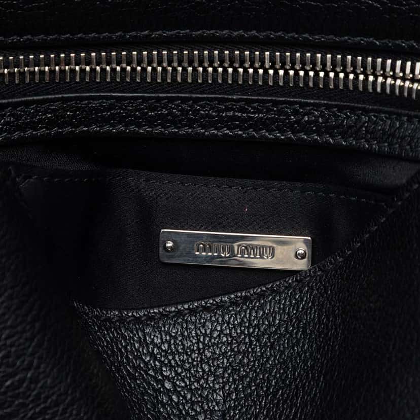 Miu Miu Goatskin Madras Crossbody Black Leather Very good condition - Box View