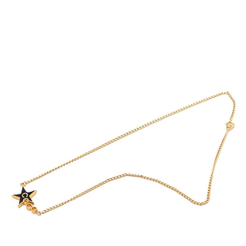 Chanel Gold Plated Enamel Coco Star Pendant Necklace Gold Metal Very good condition - Front View