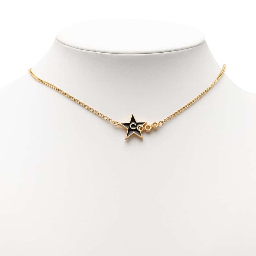 Chanel Gold Plated Enamel Coco Star Pendant Necklace Gold Metal Very good condition - Box View