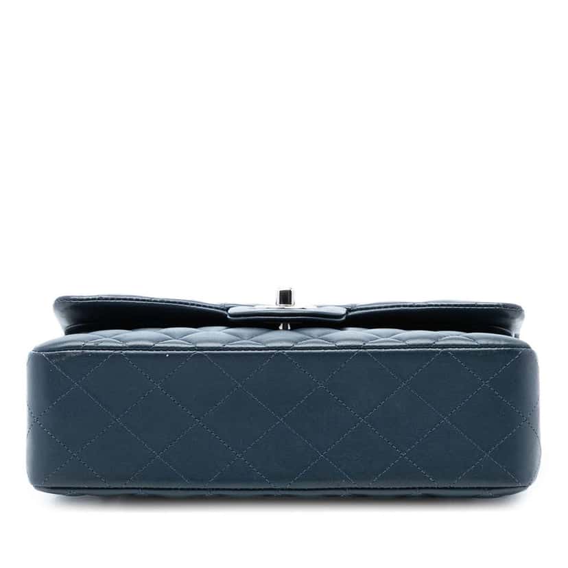 Chanel Small Classic Lambskin Double Flap Blue Leather Very good condition - Inside View