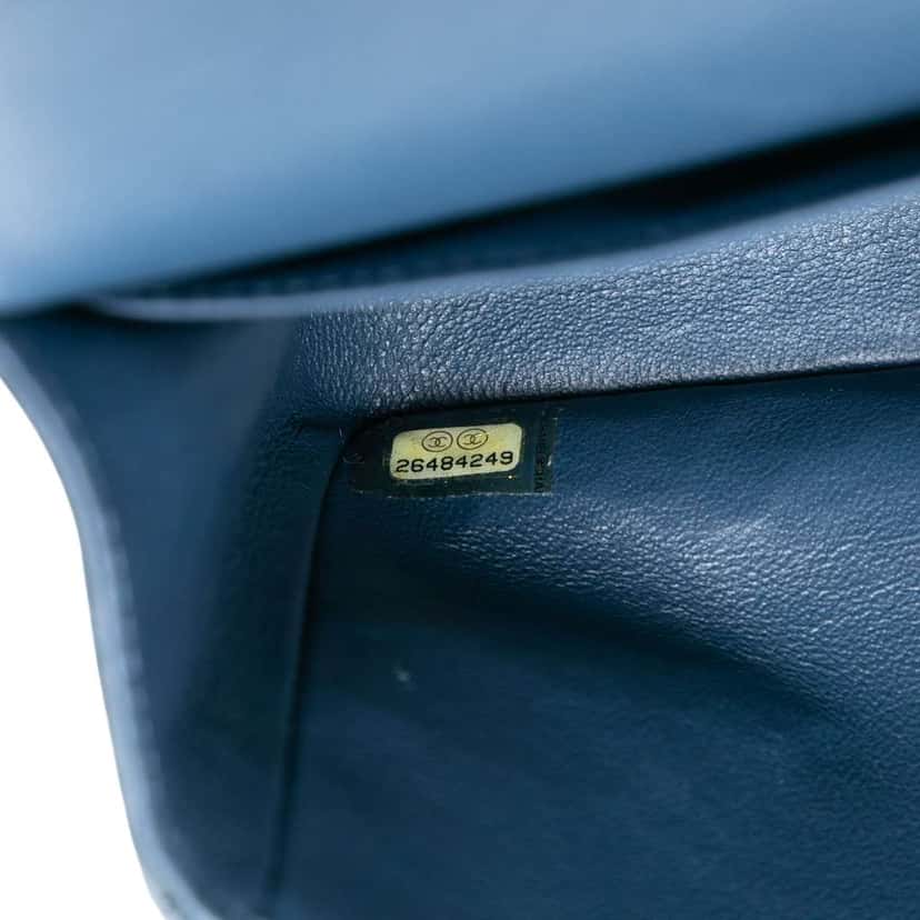 Chanel Small Classic Lambskin Double Flap Blue Leather Very good condition - Box View