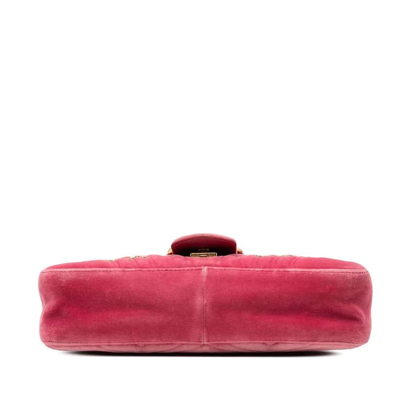 Gucci Large GG Marmont Matelasse Velvet Embroidered Blind For Love Shoulder Bag Pink Velvet Very good condition - Inside View