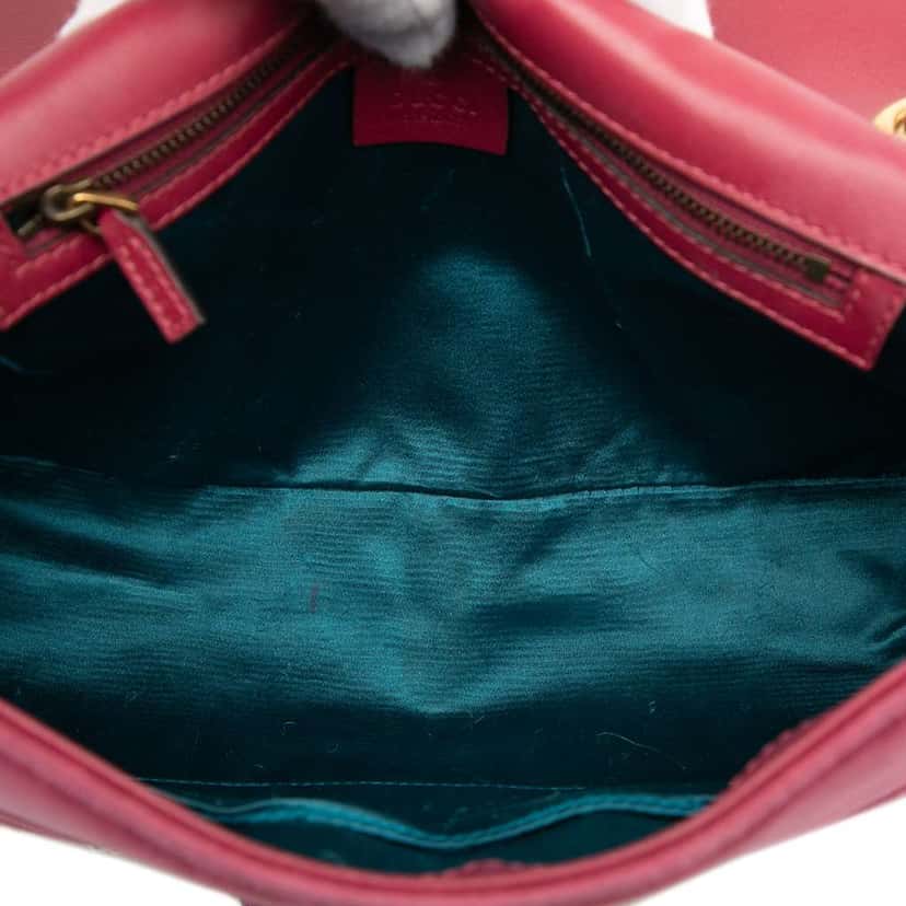 Gucci Large GG Marmont Matelasse Velvet Embroidered Blind For Love Shoulder Bag Pink Velvet Very good condition - Model View